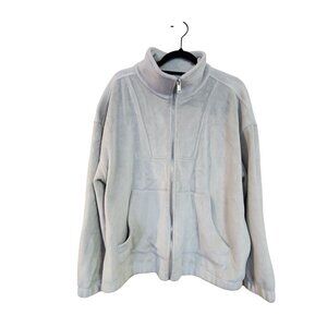 Urban Outfitters Gray Fleece Zip-Up Jacket M Relaxed Fit